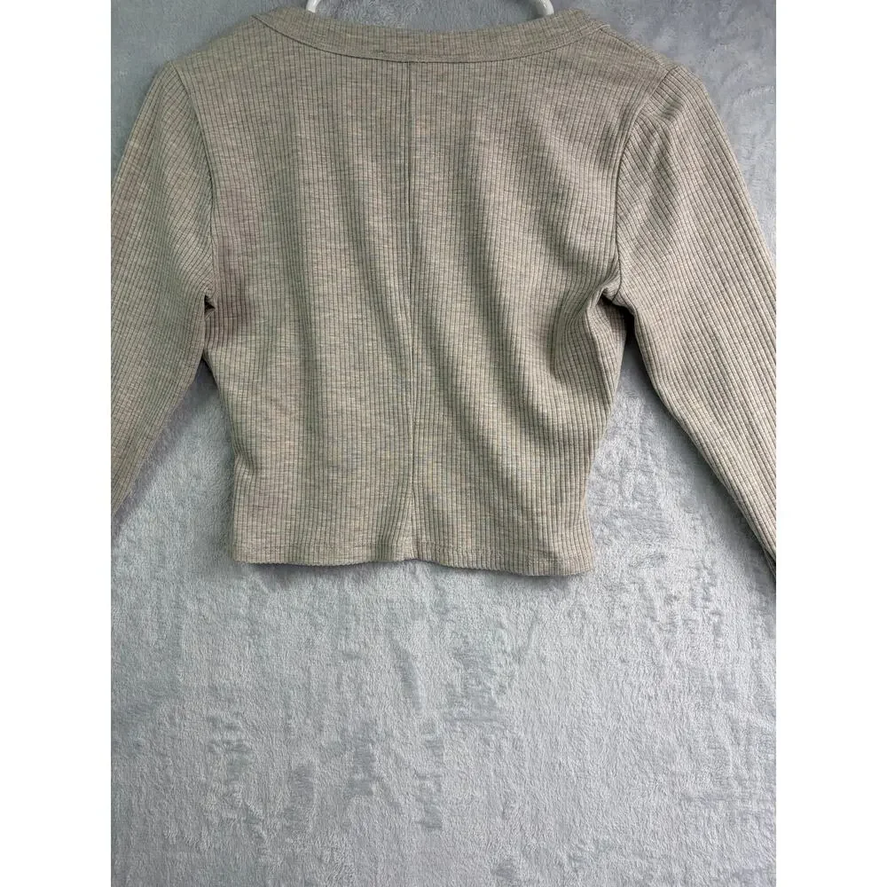 Reformation Paige Marble Ribbed Scoop Neck Crop Top - Gray - Size M
